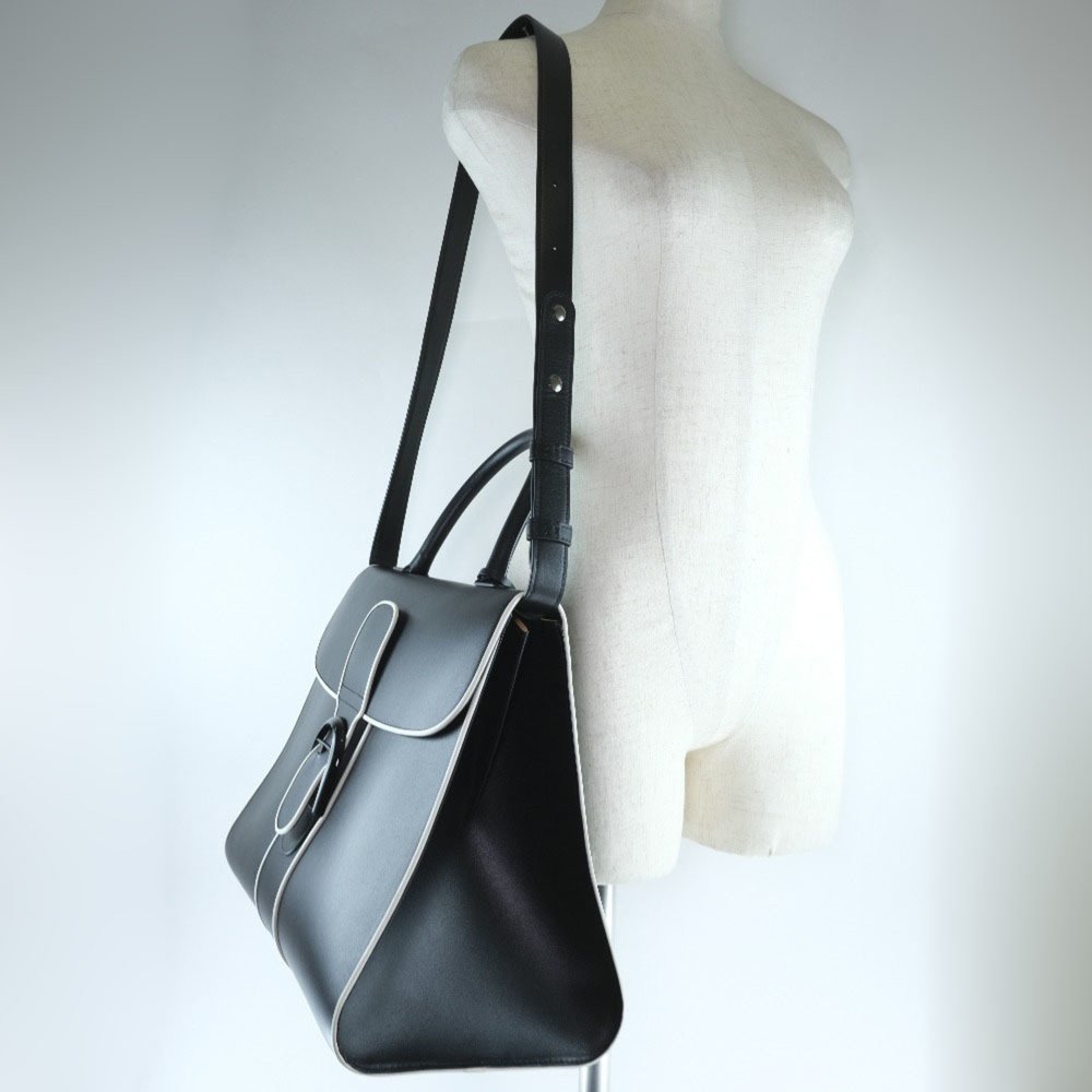 Delvaux Brillant Large/Brillant GM 2WAY Shoulder Calf Black/White Ladies Hand... - Picture 12 of 13